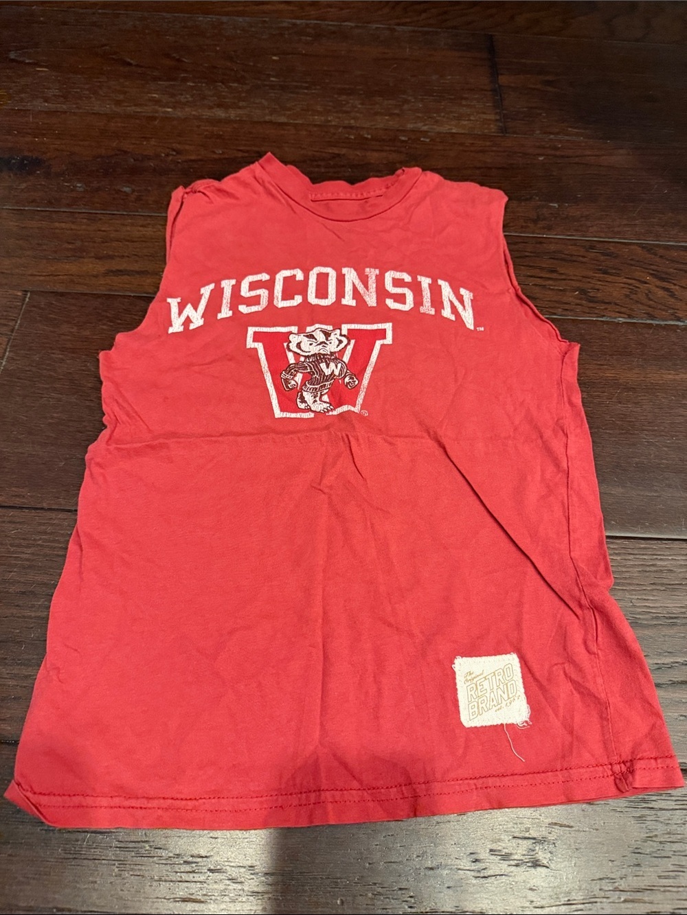 Original Retro Brand Kids Red Wisconsin Sleeveless Tank